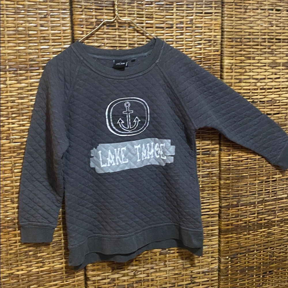 GUC VALANI dk Gray Quilted lake Tahoe with anchor Sweatshirt XL SEE measurements